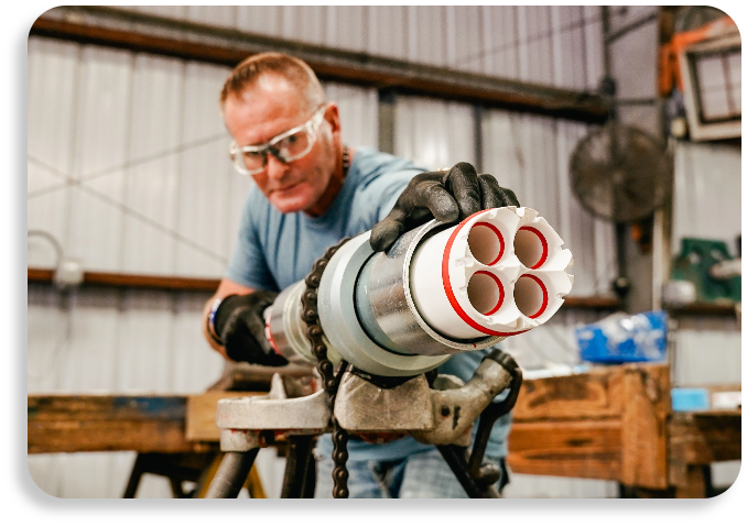 A specialist displaying a heavy-duty micro-duct bundle pipeline asset layout configuration template.